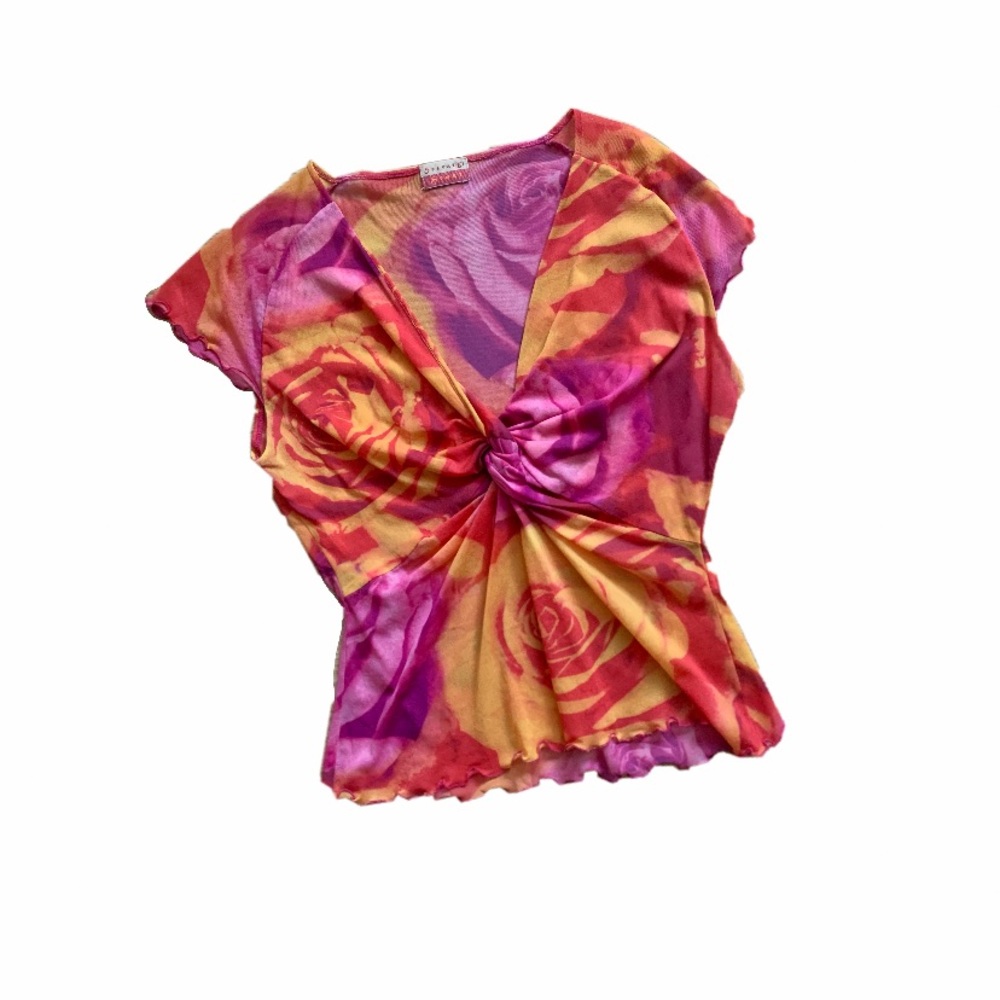 VINTAGE FLORAL MESH TOP